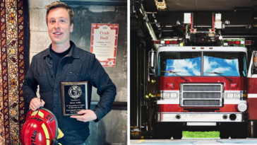 Marcus Jardim, celebrated before heading to Prince Rupert to continue firefighting.