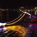 A Rudolph the red-nosed reindeer themed boat at the sailpast.