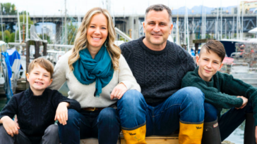 Sonia and Shaun Strobel, the founders of Skipper Otto, with their two sons Oliver and Lyndon.