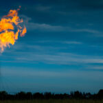 Gas flaring from a LNG plant.