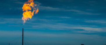 Gas flaring from a LNG plant.