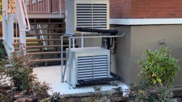 Heat pumps outside a house