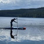 Dallas Allison paddleboarding for the Prince Rupert Hike for Hospice.